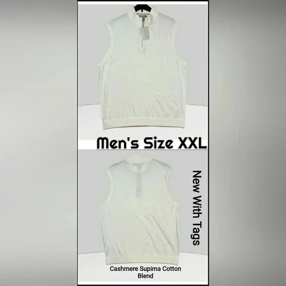 Knit Cashmere XXL Supima Cotton Soft Stretch Pullover Vest Gift Ready